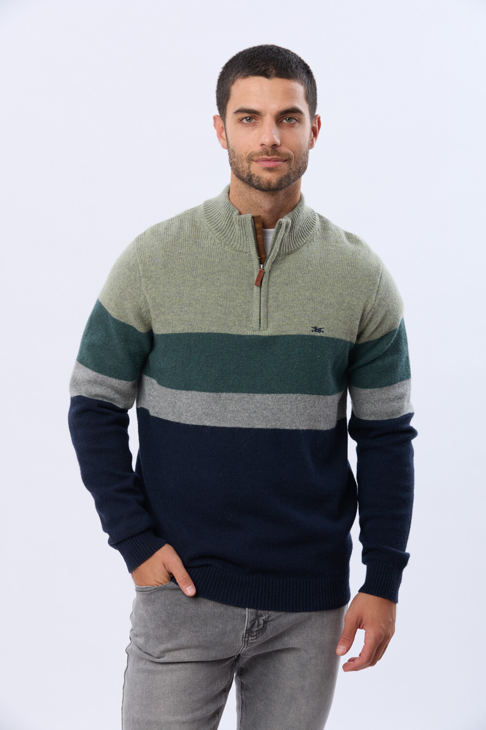 BUZO TEJIDO A RAYAS Azul