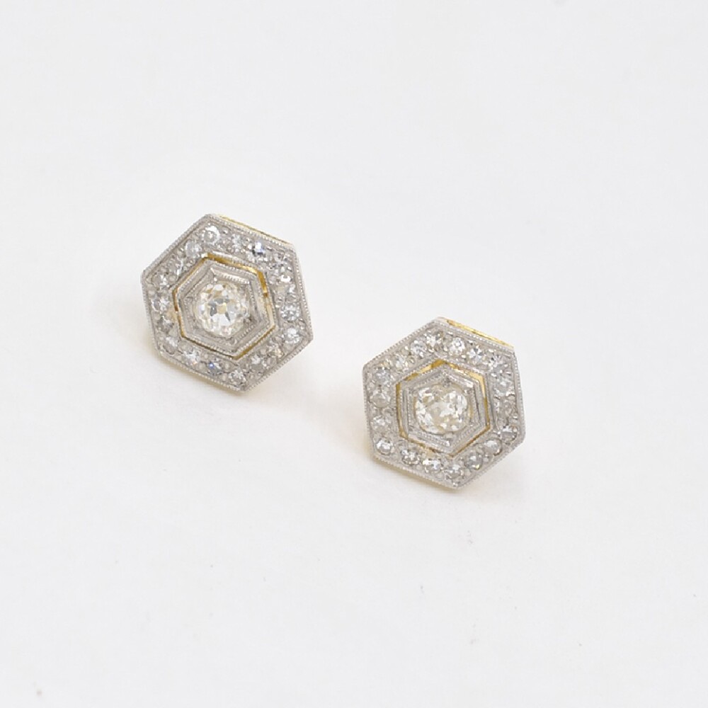 Caravanas En Oro18K Y Platino Con Brillantes Estilo Antiguo Caravanas En Oro18K Y Platino Con Brillantes Estilo Antiguo