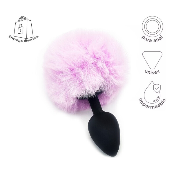 Plug Anal Pompón Conejita Consolador Estimulador Talle S Variante Color Lila Negro