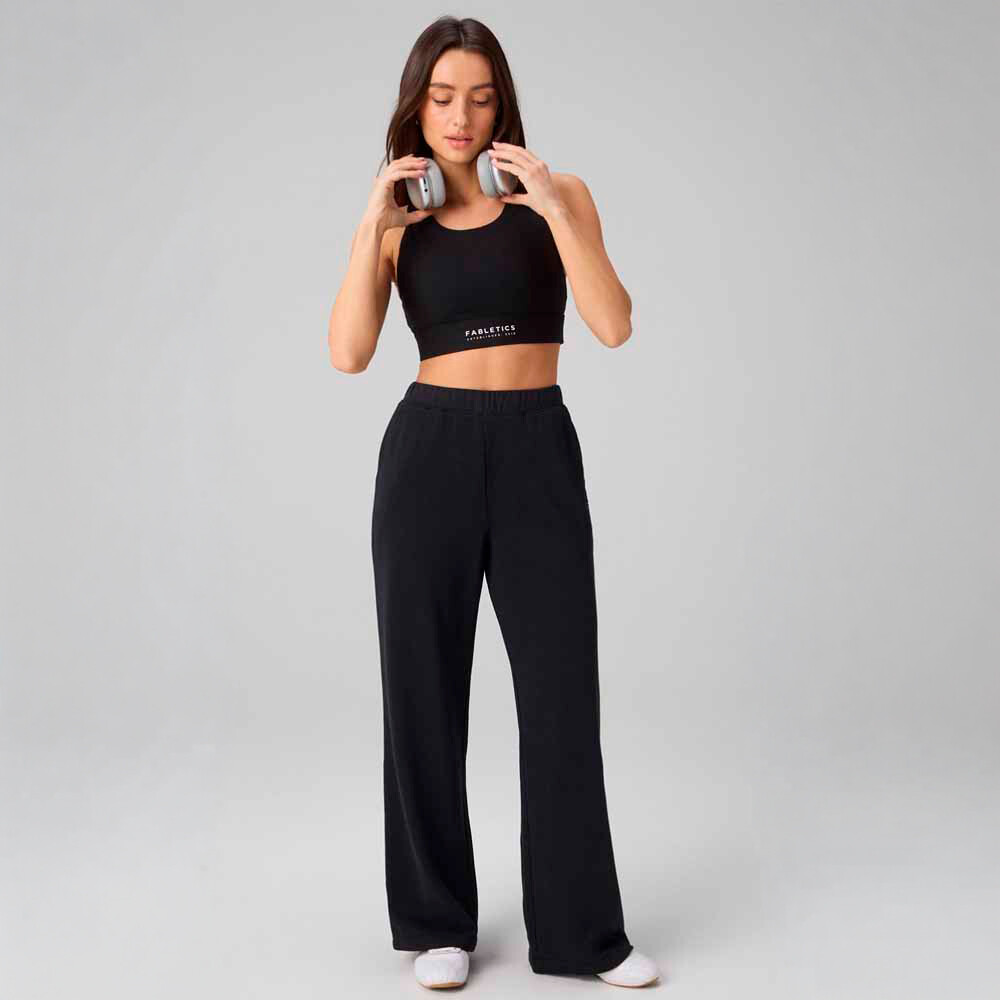 Pantalón Year Round Terry Wide Leg Sweatpant Mujer Black