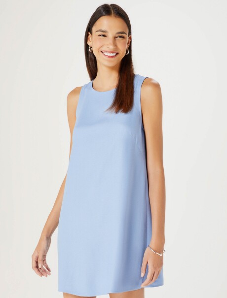 VESTIDO BÁSICO SIN MANGAS CELESTE