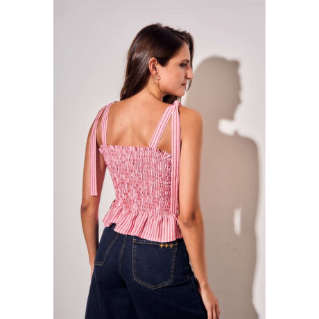 Top Rayado Nudos Rosa