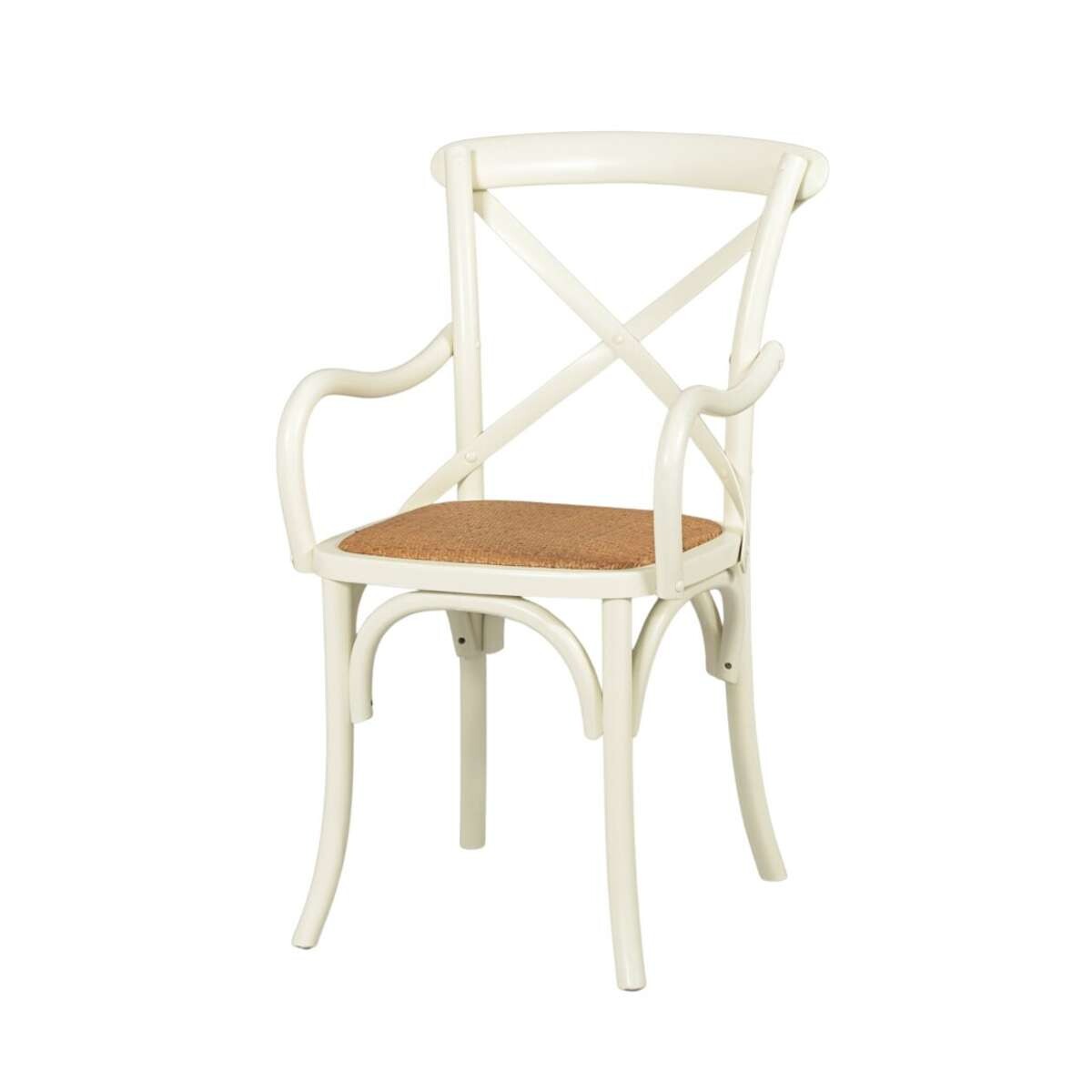 Silla de Abedul cruceta con apoyabrazos - Blanco 