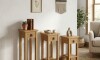 Conjunto Set De Mesas Pedestal Madera Maciza Linea Mexicana Natural