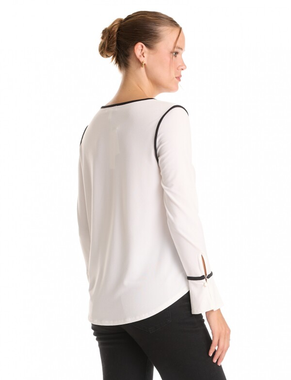 Blusa Ribete Contraste BLANCO/NEGRO