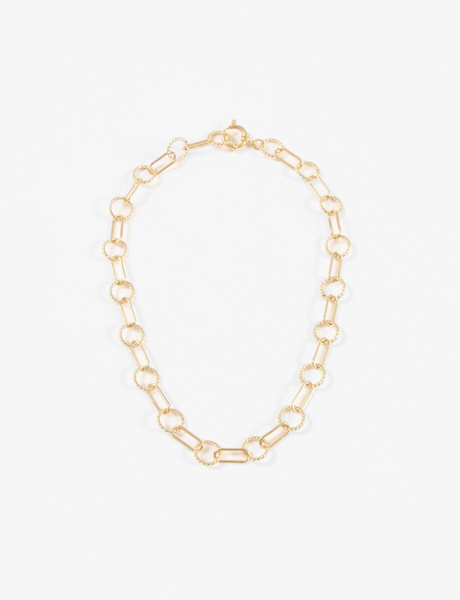Collar cadena argollas acero - dorado 