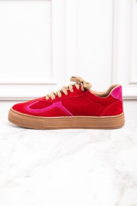 Zapatilla Gamuza Combinada Rojo