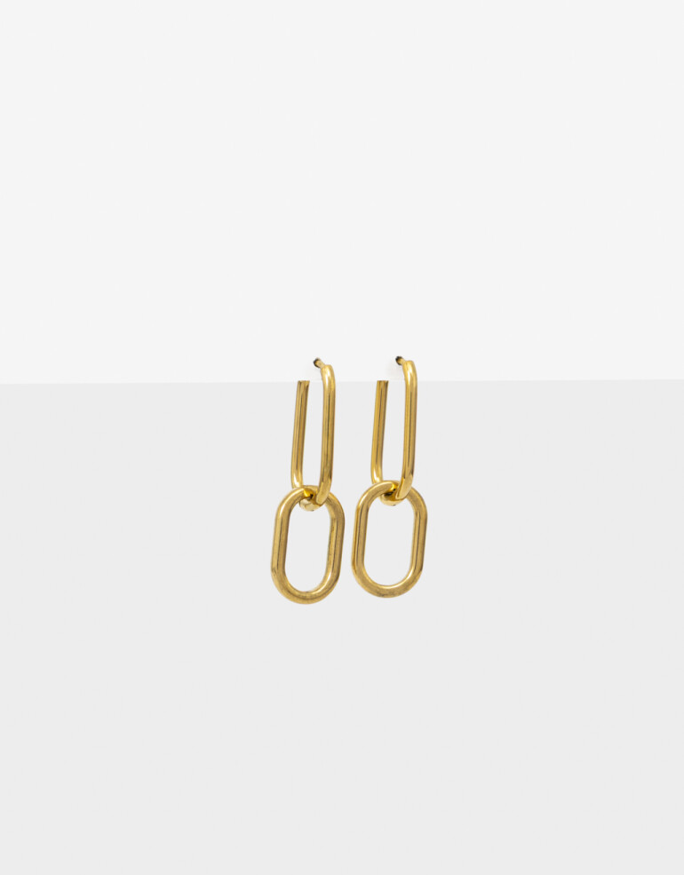 Aros Colgantes Cortos Metal Aros Cortos Eslabones Acero - Dorado