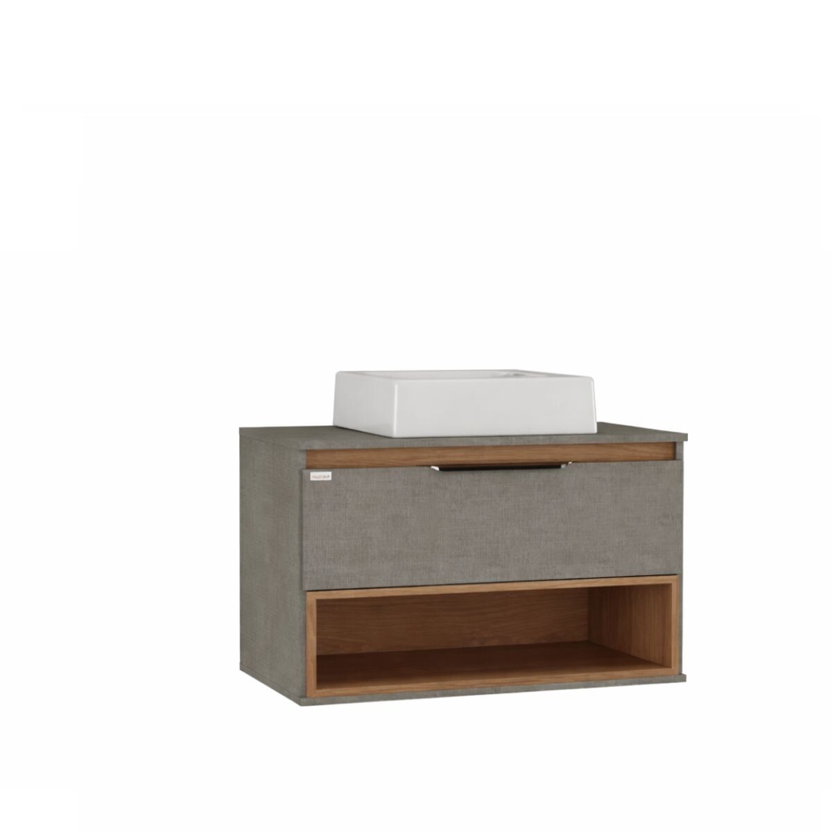 Mueble De Baño Suspendido Isadora Grigio Con Catedral 78cm Con Bacha De Loza 