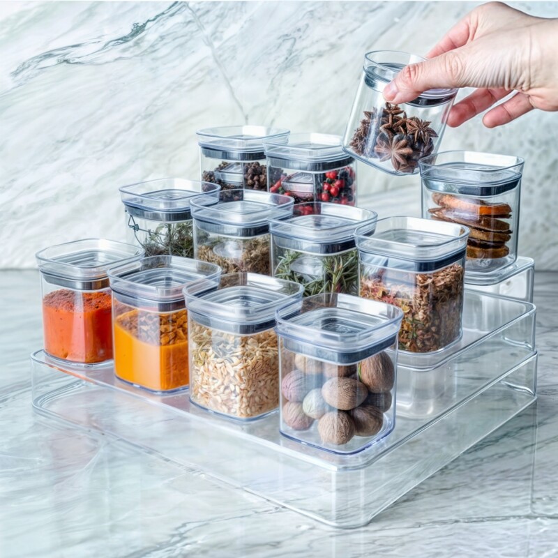 Set Organizador multinivel + 12 Potes TRANSPARENTE