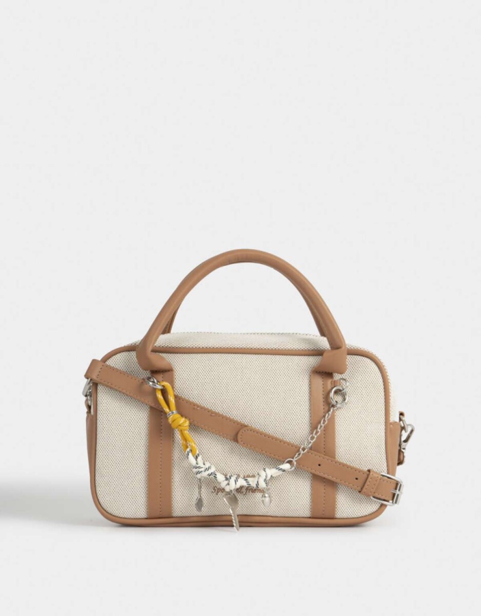 Cartera Bowling Con Charm - Blanco Crudo 