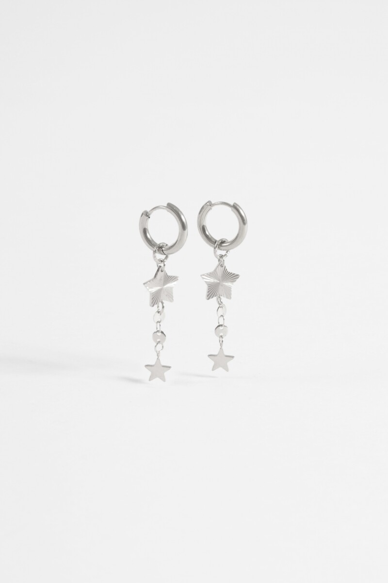 Aros acero estrellas plateado