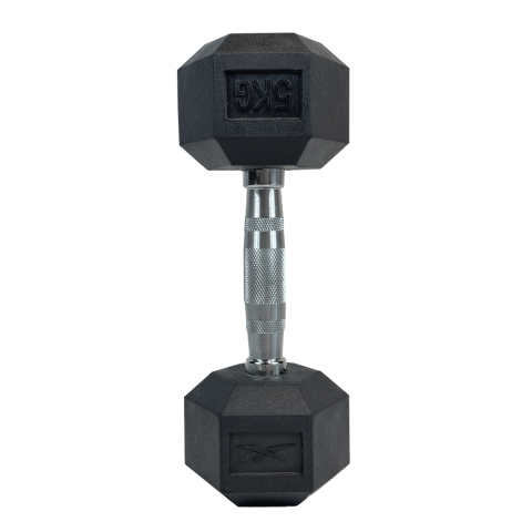 Mancuerna Hexagonal Recubierta De Goma 5Kg Negro