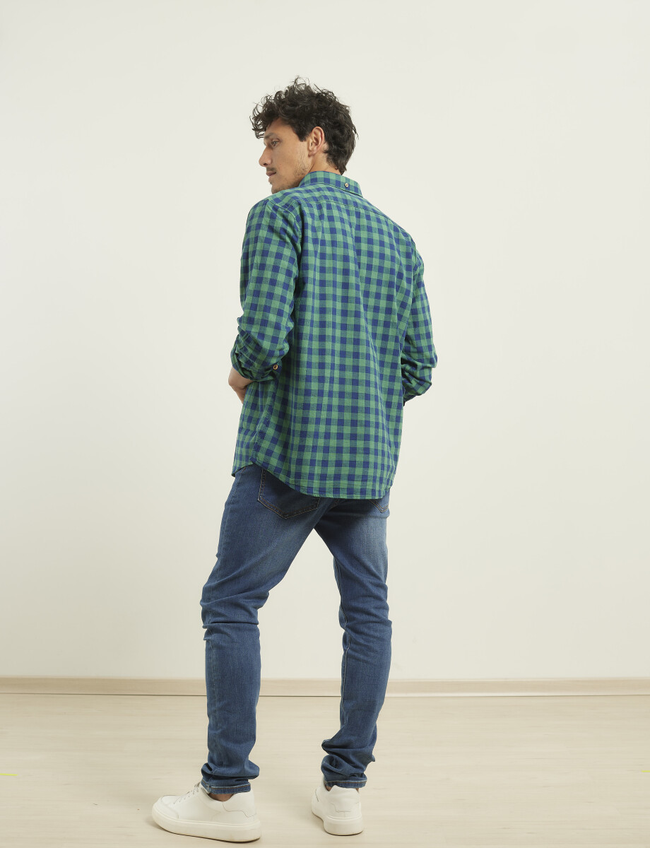 012399 CAMISA HARRINGTON LABEL Verde/azul Oscuro