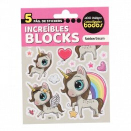 Stickers en Block de 5 Hojas Unicornio