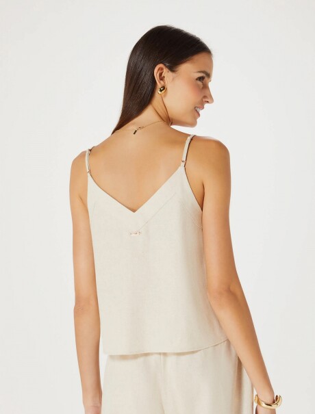 MUSCULOSA FEMENINA CON LINO BEIGE