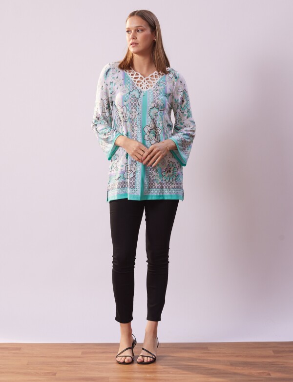 Blusa Crochet MULTI/VERDE AGUA