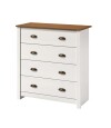 Comoda 4 cajones Madera maciza Linea Colonial Blanco