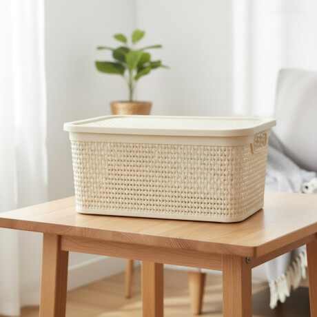 Caja simil ratán 7,5 lts BEIGE
