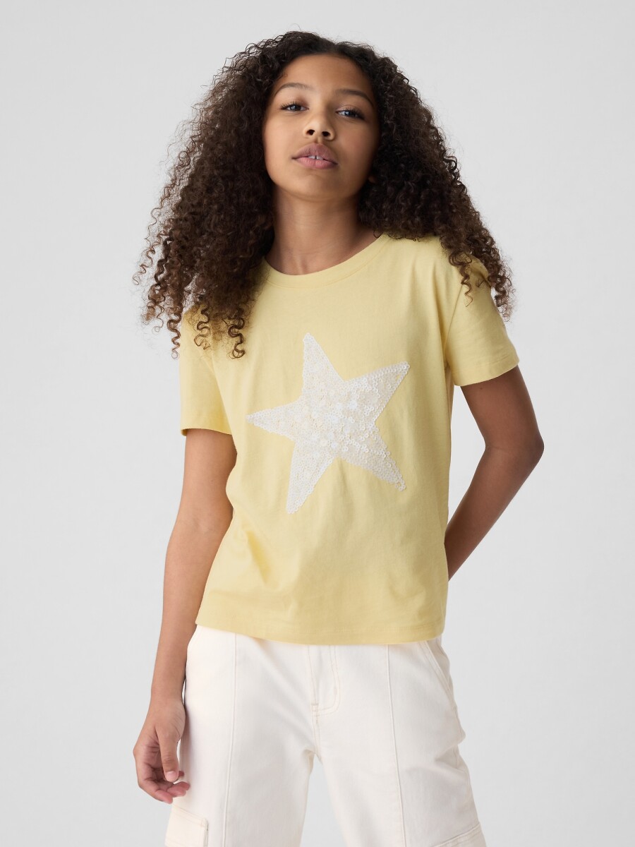 Remera Gráfico Con Lentejuelas Niña - New Chamois 