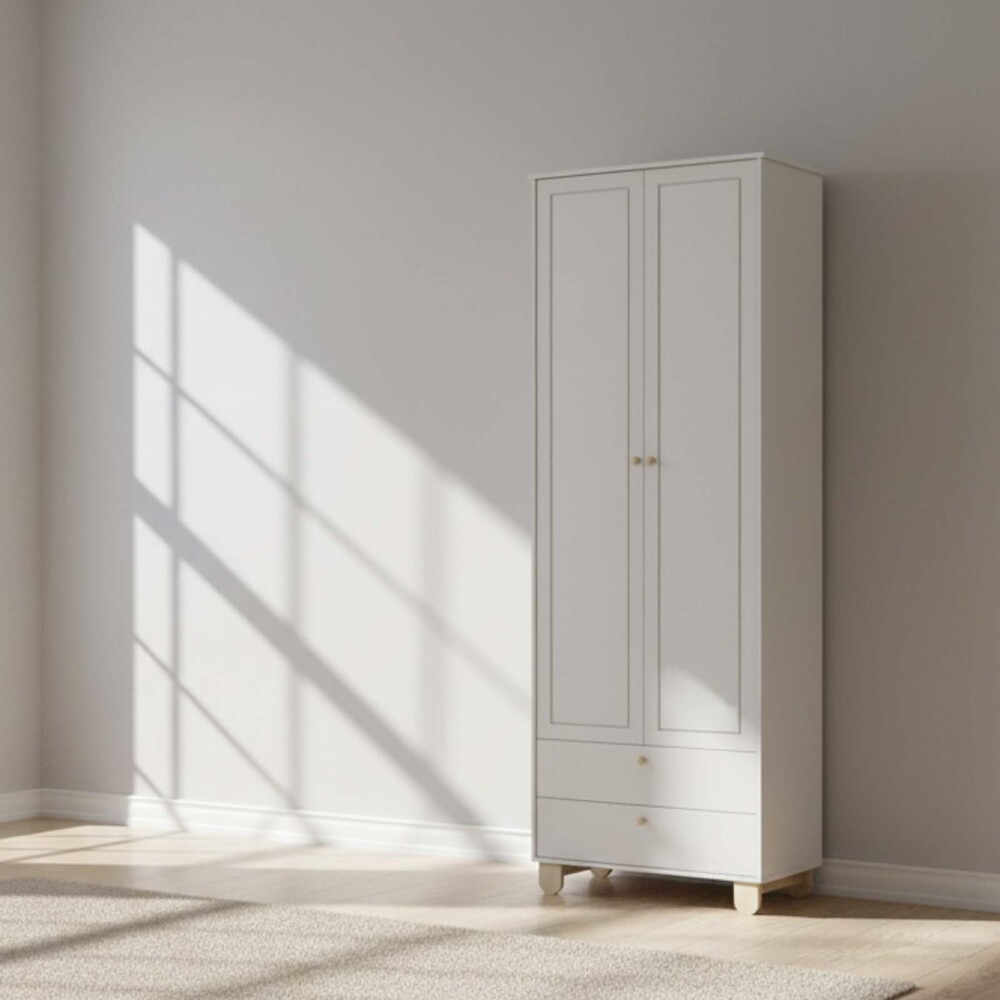 PLACARD ROPERO 2 PUERTAS MDF-Y-MADERA NATURAL-BEIGE ZUPPY