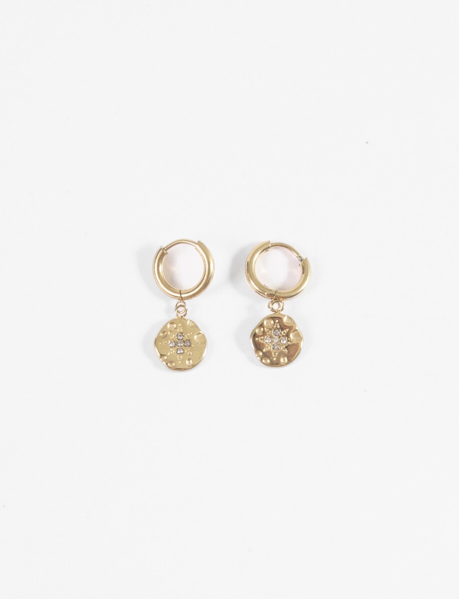 Aros dije medalla strass - dorado 