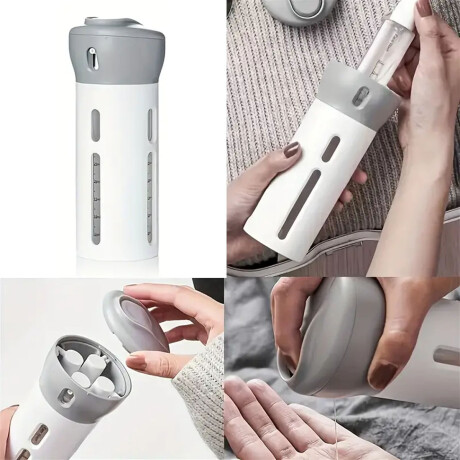 Dispensador con 4 Botellas Portátil Viaje Shampoo Crema Gel Gris