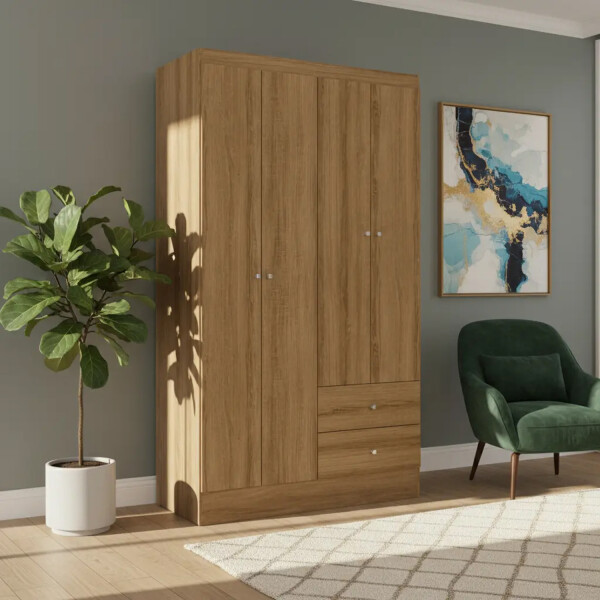 Placard Ropero Armario Astro 4 Puertas 2 Cajones MARRON