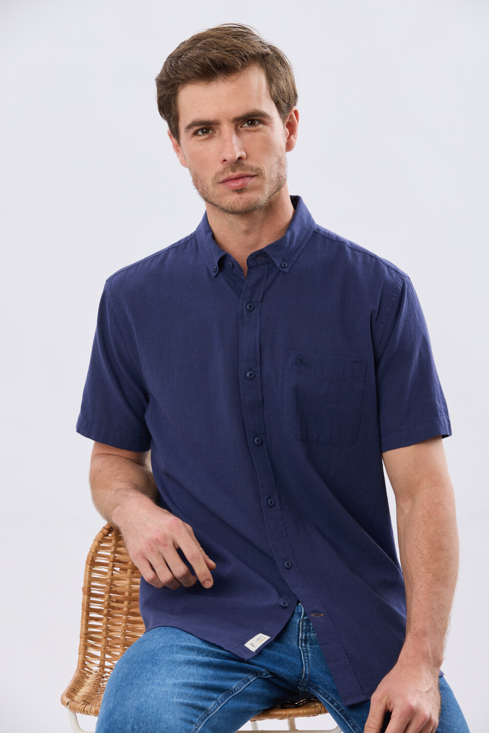 CAMISA LISA DE LINO Azul