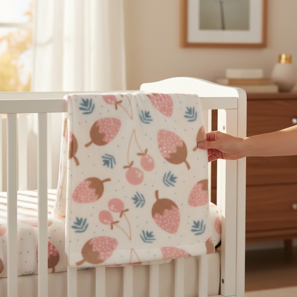 Manta fleece WAKIDS rosa blanco