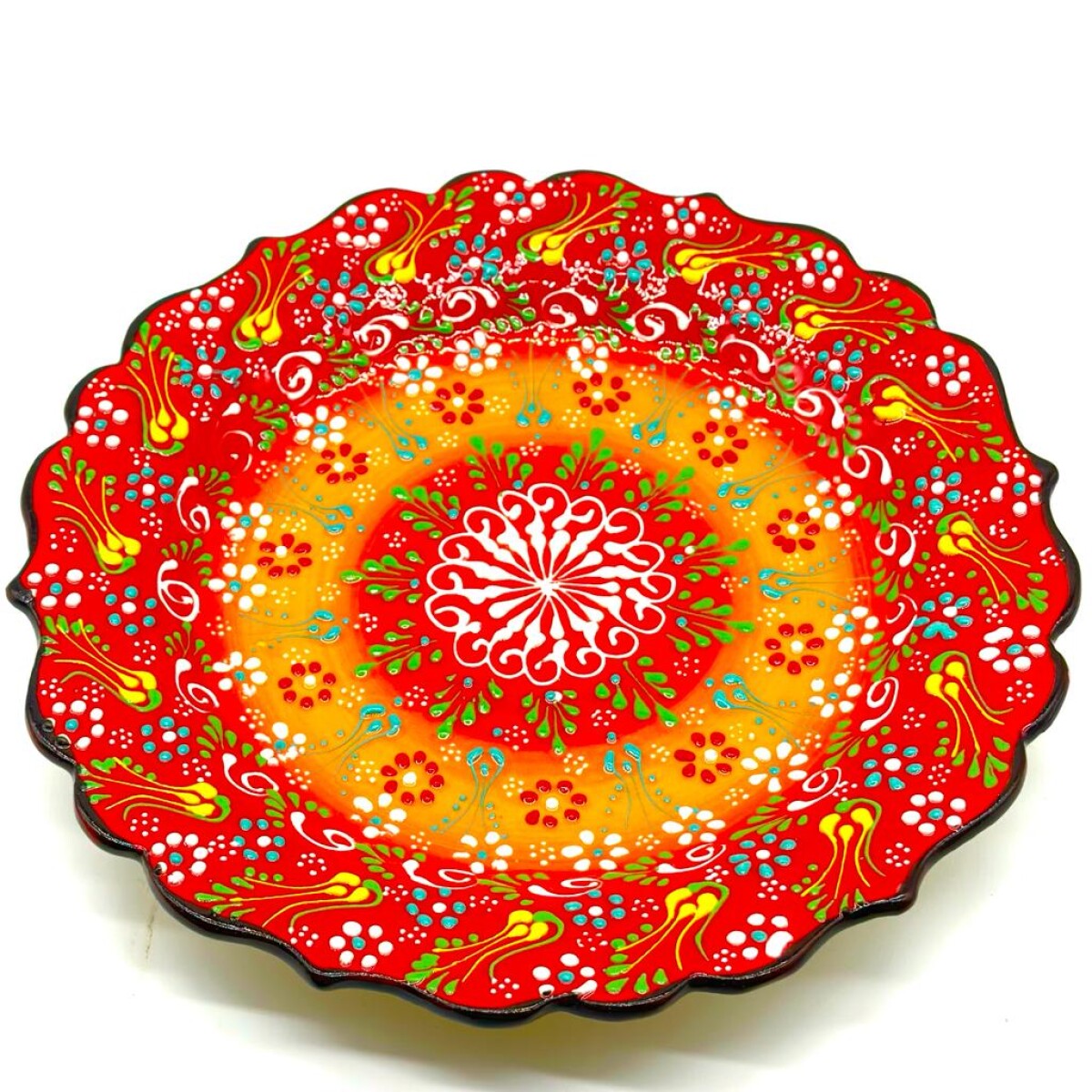 Plato de cerámica pintado 32 cm - Rojo 