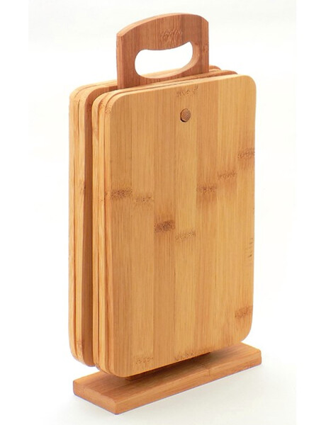 Set de 6 tablas de picar Selecta en madera con soporte Set de 6 tablas de picar Selecta en madera con soporte