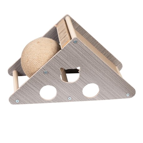 RASCADOR DE MADERA MADERA NATURAL-BEIGE CON PELOTA