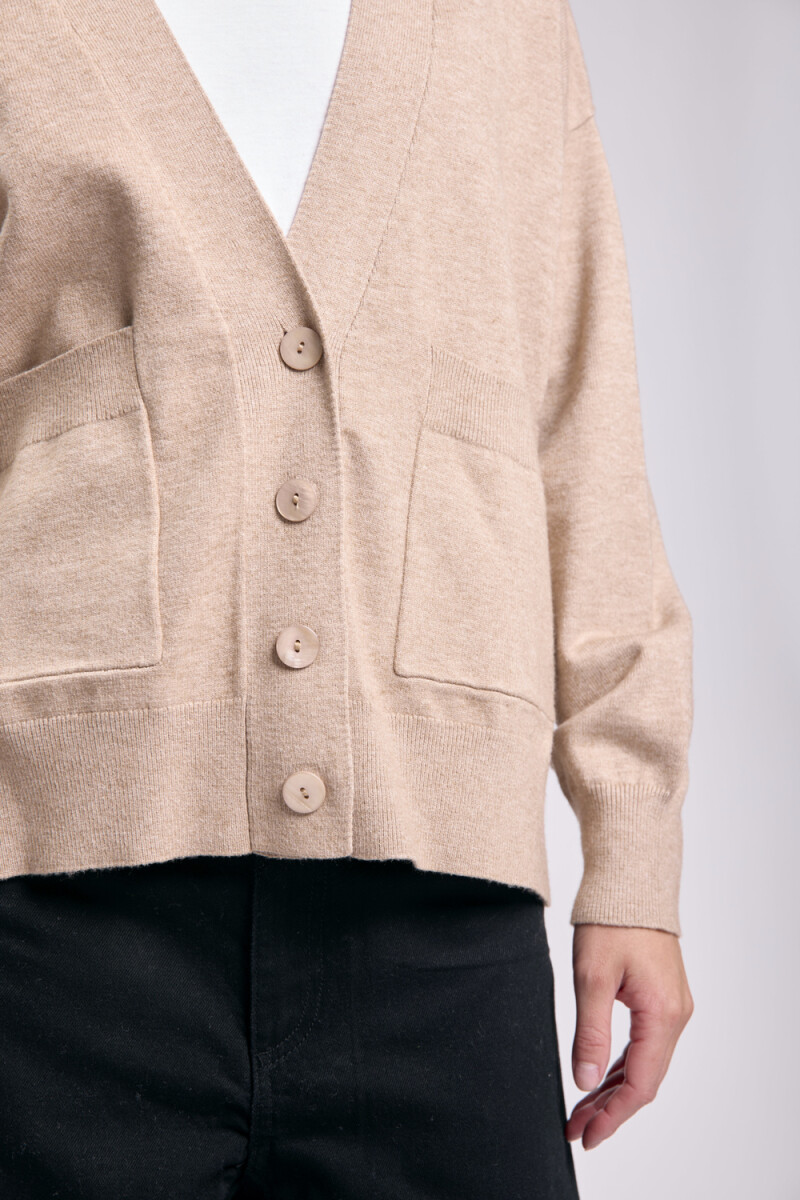 Cardigan punto corte lateral Taupe