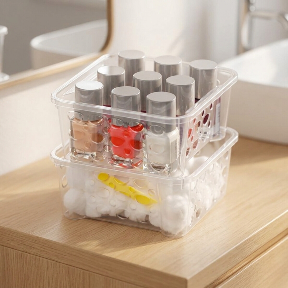 Set x2 Canastas apilables 746 ml - TRANSPARENTE 