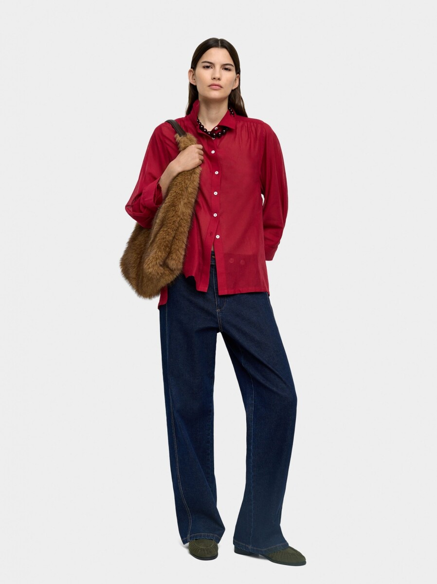 Camisa Semitransparente 100% Algodón - rojo 