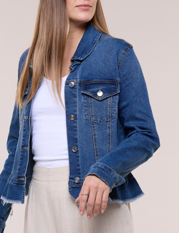 Camperita Jean Peplum Fruncido Y Ruedo Desflecado JEAN