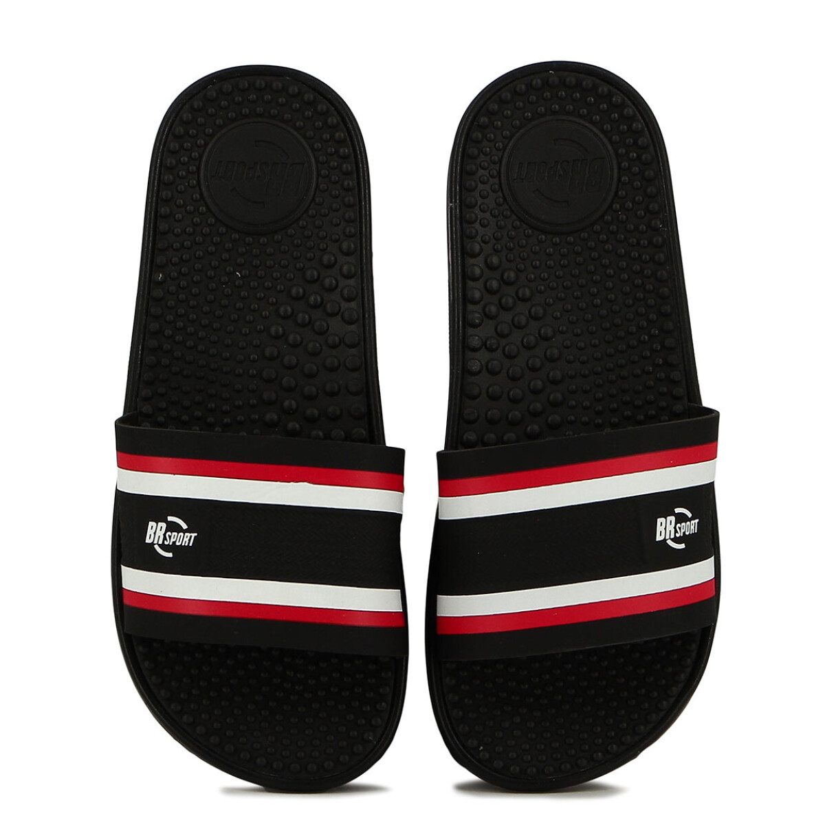 Chanclas Hombre Br Sport Tira Ancha - Negro-blanco 