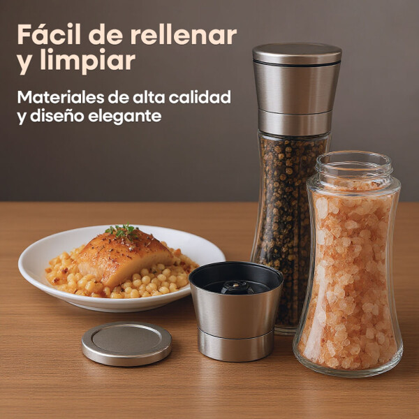 Set de 2 Molinillo Salero Pimentero Acero Inoxidable Especiero condimentos Cocina IMBACK Plateado Set de 2 Molinillo Salero Pimentero Acero Inoxidable Especiero condimentos Cocina IMBACK Plateado