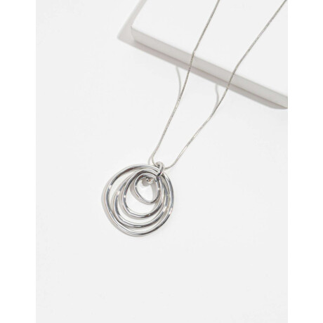 Collar Con Dije Circular Plateado Rodio