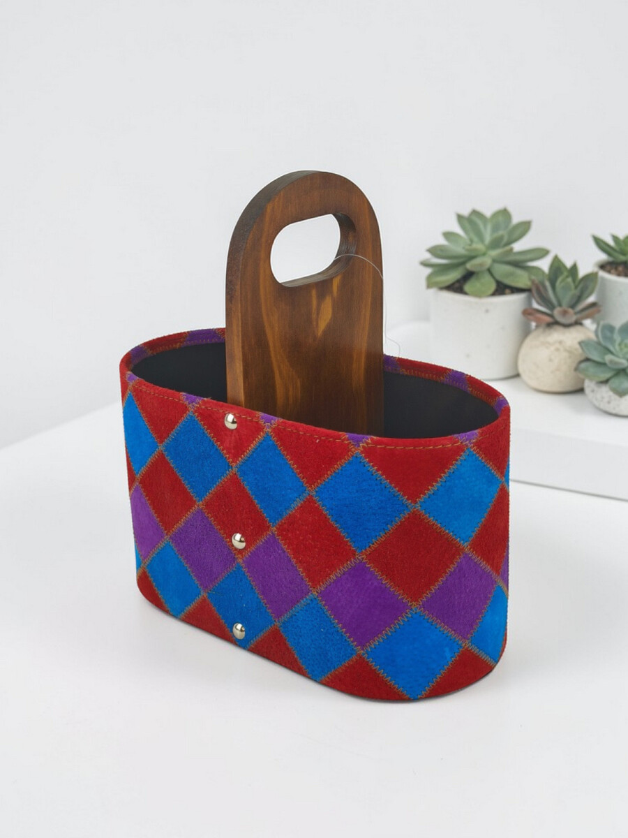 Matera para auto con rombos - Rojo con Violeta 