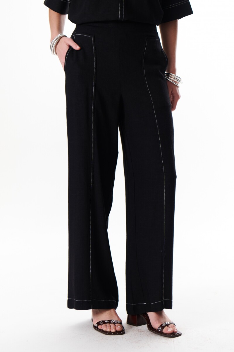 PANTALON LINO POCKET NEGRO