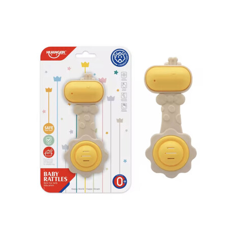 Mordillo de Silicona Infantil Estimulante Fácil de Agarrar Amarillo/beige