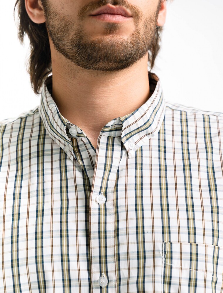 Camisa a Cuadros Manga Corta BEIGE/ FANTASIA 3