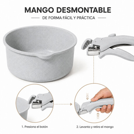 Set Ollas 17 Piezas Antiadherentes Mango Extraible Gris