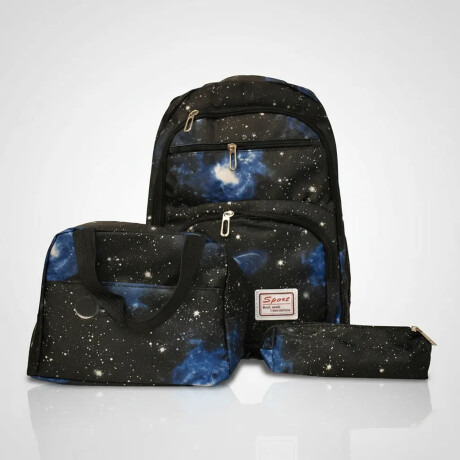 Set Mochila Lonchera Cartuchera Unisex Resistente 3 Piezas Azul