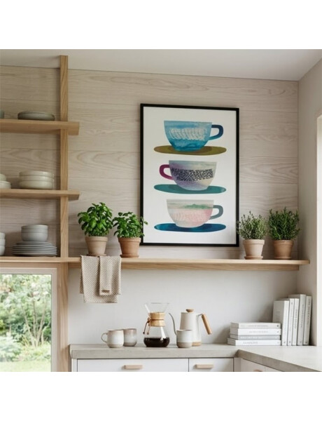 CUADRO CANVAS 40x50cm MARCO TRES TAZAS CAFÉ CUADRO CANVAS 40x50cm MARCO TRES TAZAS CAFÉ