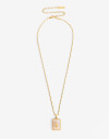 Cadena Corta con Dije Piedras Cadena De Acero Con Piedra Cuarzo Rosa - Dorado