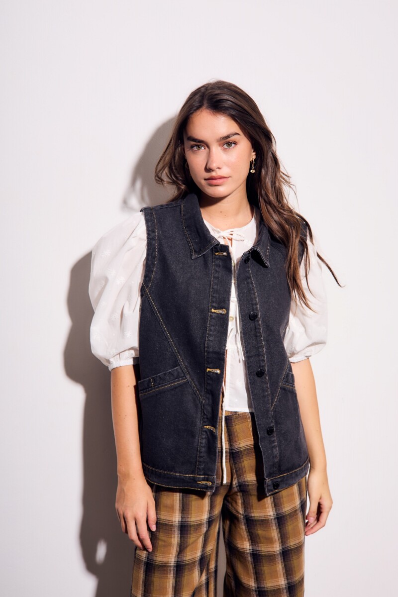 Chaleco Denim Jean Gris