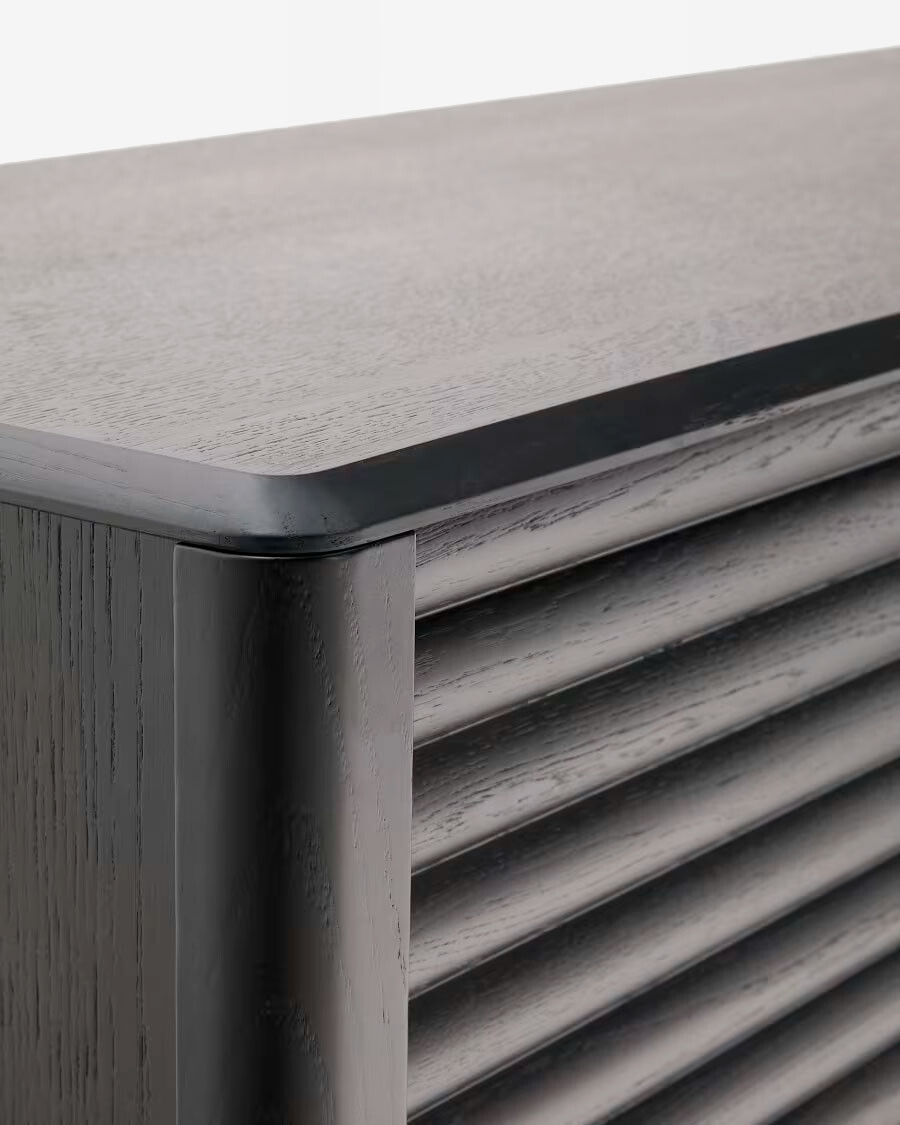 Aparador Lenon 3 puertas y 3 cajones madera maciza y chapa roble negro 200x86cm FSC Mix Crédito